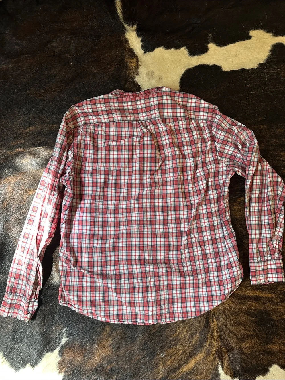 J. Crew Tartan Plaid Button Up Shirt, Men's XL Red White & Blue Cotton Casual